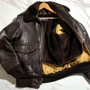 SCHOTT Giacca Pelle Blouson Rider's Boa Fodera Taglia 38 Uomo Marrone dal Giappone - Foto 1 di 10
