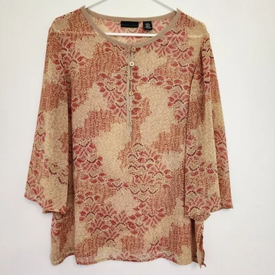 Blusa pulóver transparente manga 3/4 Apostrophe para mujer talla XL Foto 1 de 4