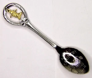 ⭐CUCHARA DE PLATO DE PLATA AMISH COUNTRY RARA ~ Cuenco Grabado ~ 3.7" ~ Dije Cabeza de Granjero - Imagen 1 de 4