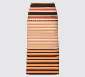 UNIQLO MARNI Merino Blend Striped Knitted Skirt Brown Orange US XS (JP S) NWT - Picture 1 of 4