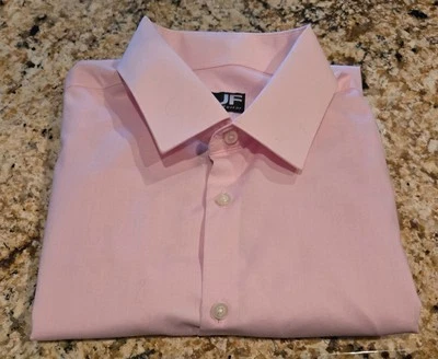 J.Ferrar Shirt Mens Large Slim Solid Pink Long Sleeve Button Down 16-16.5 34-35 - Image 1 of 4