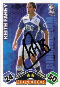 KEITH FAHEY SIGNED BIRMINGHAM 2009/2010 MATCH ATTAX TRADING CARD+COA - Imagen 1 de 1