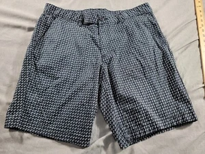 AX Armani Exchange Men's Cotton Stretch Size 36x9 Blue ALL OVER LOGO Shorts - Picture 1 of 9
