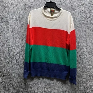 Vintage Boston Trader Sweater Adult Large Blue Red Green White Mens Color Block - Picture 1 of 20