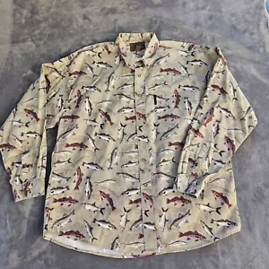 Magellan Long Sleeve Men's Button-Down Shirt Sz XL Fish All Over Print - Picture 1 of 8