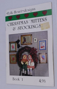 FOLK HEART DESIGNS CHRISTMAS MITTENS & STOCKINGS CROSS STITCH DESIGNS, BOOK 1 - Picture 1 of 2