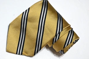 BROOKS BROTHERS STRIPED YELLOW SILK MEN'S Neck Tie W:3 3/4" BY L:66" - Picture 1 of 3
