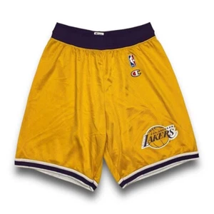 VTG 80s 90s Champion NBA Los Angeles Lakers Shorts Adult M 30-32" Yellow Purple - Picture 1 of 5