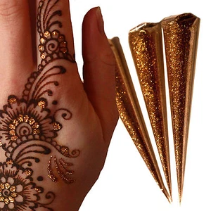 Grande 25g Qualità Premium Oro Glitter Cono,Henné Tatuaggio Doratura,Viso - Foto 1 di 1