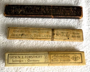 3 Antique Straight Razors Arrow Razor, GEO. Wostenholm & Son, Giesen & Forsthoff - Picture 1 of 12