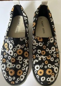 TOMS 'Stay Wild' Sun Daisy Flower Platform Shoes Sz 9 - Picture 1 of 8