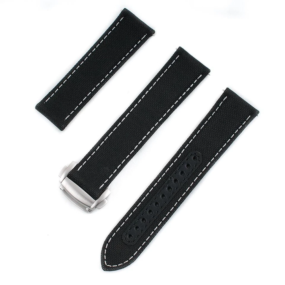 Deployant Sailcloth Quick Release Watch Strap Leather Band Nylon for men women - Image 1 of 4