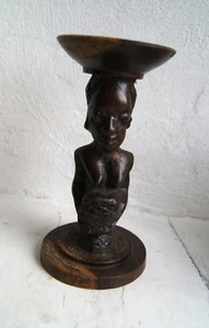 kleine afrikanische Figur ,als Kerzenständer, Holz, ca. 70er Jahre - Bild 1 von 4