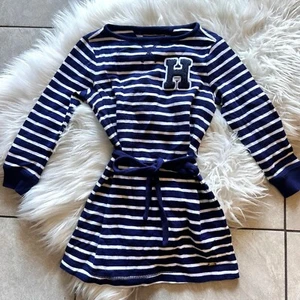 Tommy Hilfiger Navy Striped Girl Sweater Dress Small Nautical Coastal Resort - Picture 1 of 10