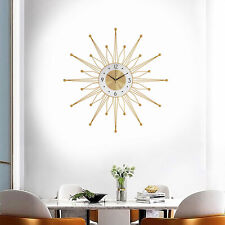 Modern Wall-Clock Starburst Clock Metal Gold Mid Century Festive Decors 