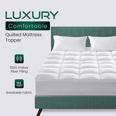 Mattress Topper 4" Inch Deep Luxury Soft Hotel Quality Microfiber All Sizes 10cm