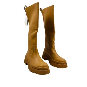 Pull&Bear Damen Braun Vegan Öko Leder Kniehohe Stiefel EUR 41 UK 8 US 10 - Bild 1 von 13