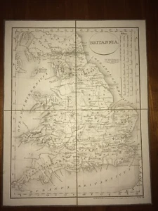 BRITANNIA ANCIENNE. CARTE PLIÉE ET TOILÉE DE 1819. - Imagen 1 de 1