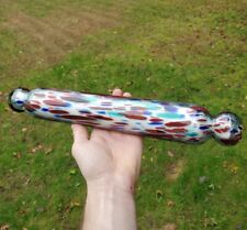 Nice Colorful Mid 19th Century End of Day Blown Glass Rolling Pin Pontil