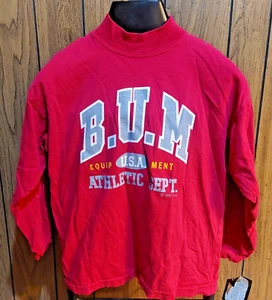 B.U.M. Equipment vintage 90s shirt turtleneck mock red New NWT medium long sleev - Picture 1 of 6