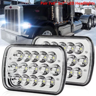 Pair 7x6'' 5x7'' LED Headlights Hi/Lo Beam For Peterbilt 330 365 367 379 386 389 - Image 1 of 4