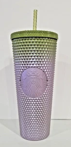 Vaso Starbucks Tachonado Metálico Venti 24oz Oliva Ejército Salvia Verde Púrpura NUEVO - Imagen 1 de 9