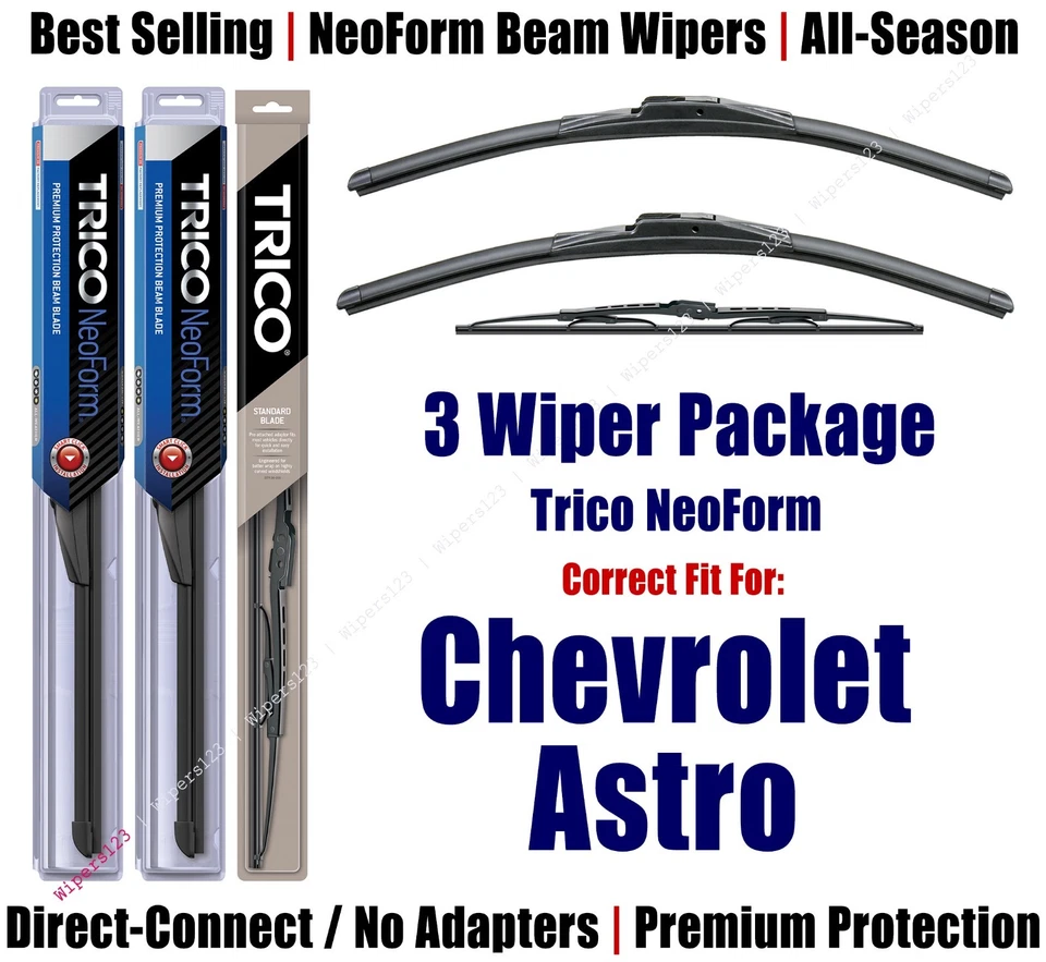 3pk Wipers Front & Rear - NeoForm - fit 1993-2005 Chevrolet Astro 16180x2/30130 - Image 1 of 1