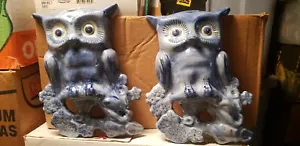 Vintage Mid Century Japan Owl Wall Pocket Hanger Planter Vase 9 X 7” - Picture 1 of 3