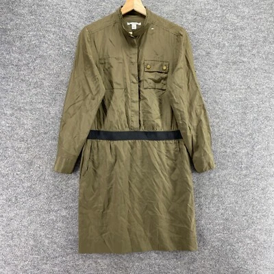 Banana Republic Dress Women 2 Green Long Sleeve Knee Length Button Up Shift - Image 1 of 4