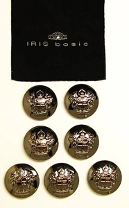 IRIS BASIC Replacement Button 7 Dark Silver Light Weight Metal Buttons Good Cond - Picture 1 of 8