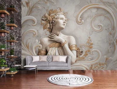 Fototapete 3D Effekt Gold Abstrakt Skulptur Frau VLIES TAPETE XXL + KLEISTER 457 - Bild 1 von 4