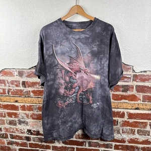The Mountain Age of Dragons Shirt Mens 2XL Black Tie Dye Graphic Fantasy Tee - Picture 1 of 6