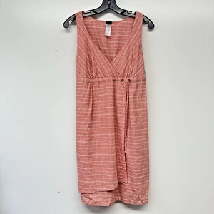 Patagonia W's Island Hemp Crossover Dress Sz 4 Chambray Stripe Catalan Coral - Picture 1 of 13