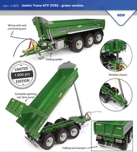 3-ACHS MULDENKIPPER JOSKIN 27/65 TRANS KTP GRÜN 1:32 UH SONDERMODELL LIMITIERT - Bild 1 von 3