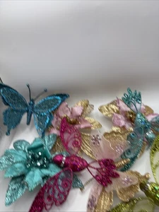 Adornos de Navidad con clip de mariposas y flores brillantes - Imagen 1 de 5