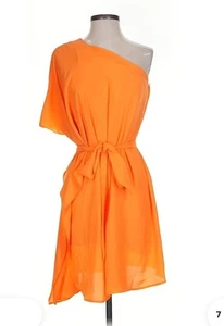 Vestido Show Me Your MuMu Naranja Brillante Trish Un Hombro Cinturón Talla M - Imagen 1 de 6