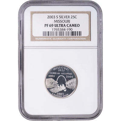 2003-S Silver Missouri State Quarter ~ NGC PF69 ULTRA CAMEO - Image 1 of 2