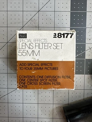 Sears 55mm 38177 Lens Filter Set Japan Diffusion Spot Cross + Case - Image 1 of 3