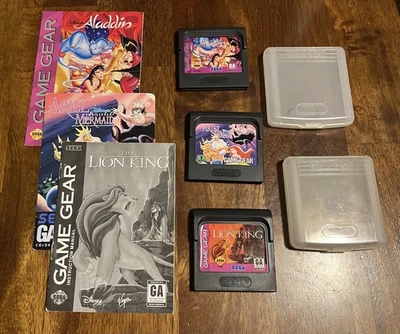 Sega Game Gear Disney Lot: Aladdin, Little Mermaid, and Lion King! With Manuals! - Image 1 of 4