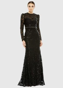 Mac Duggal 68011 Sz 20 Black Embellished Embroidered Illusion Gown $698 - Picture 1 of 13