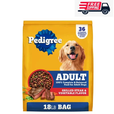 Pedigree Complete Nutrition成人干狗粮烤牛排和蔬菜18磅 — 第 1/4 张图片