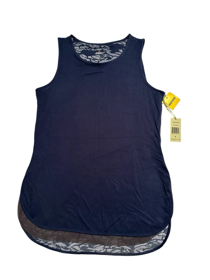 Tangerine Athletic Tunic Top Medium Blue Sleeveless Yoga Casual