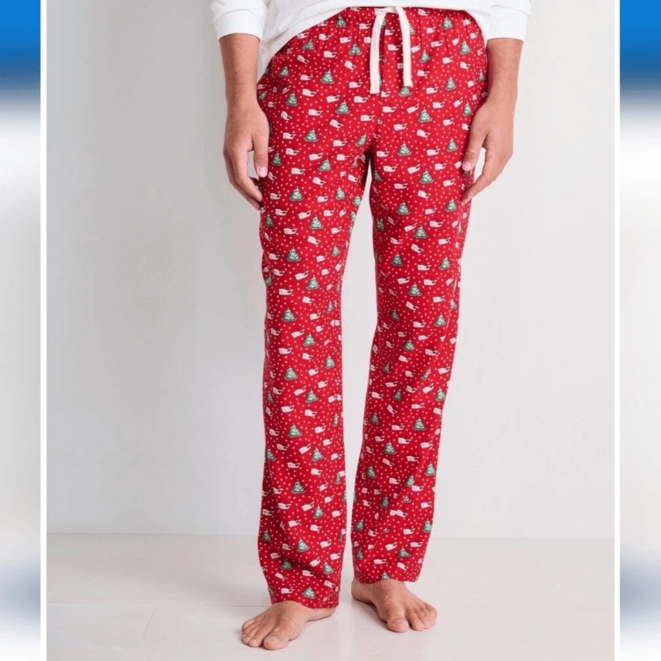 Nuevo con etiquetas Pantalones para dormir Vineyard Vines Árbol de Navidad Ballena Franela Roja Pijama Grande Foto 1 de 4