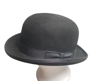 Bailey Black Wool Bowler Derby Hat Made in USA Vintage Classic Formalwear Sz XL - Picture 1 of 13