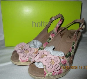 HOTTER PNK FLORAL CANVAS SLING BACK SANDALS SIZE41/2 EX CON BOXED - Picture 1 of 1