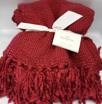 NWT Pottery Barn Basketweave Briston Knit Throw Blanket 50x60 Cardinal Red New - Image 1 of 4