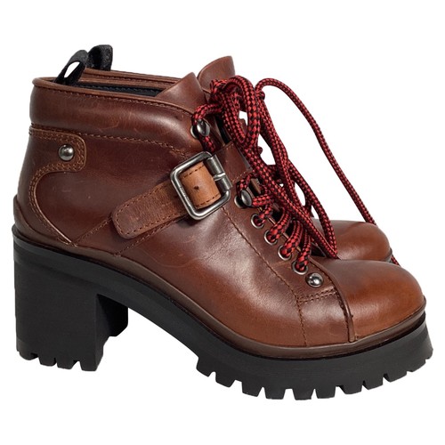 Stivaletti da combattimento Miu Miu in pelle donna marrone taglia 37