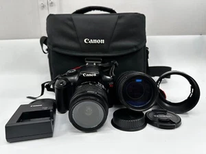 CANON EOS REBEL T3 with 18-55mm and 70-300mm Lens Lens Hood and Charger And Bag - Picture 1 of 7