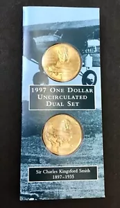 1997 Australian $1 Coin Decimal x 1 Kingsford Smith ‘2 Coin Set’ Unc. Folder - Picture 1 of 4