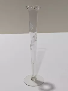 Vintage Etched Crystal Fluted Vase - Floral Stem Pattern - Bild 1 von 7